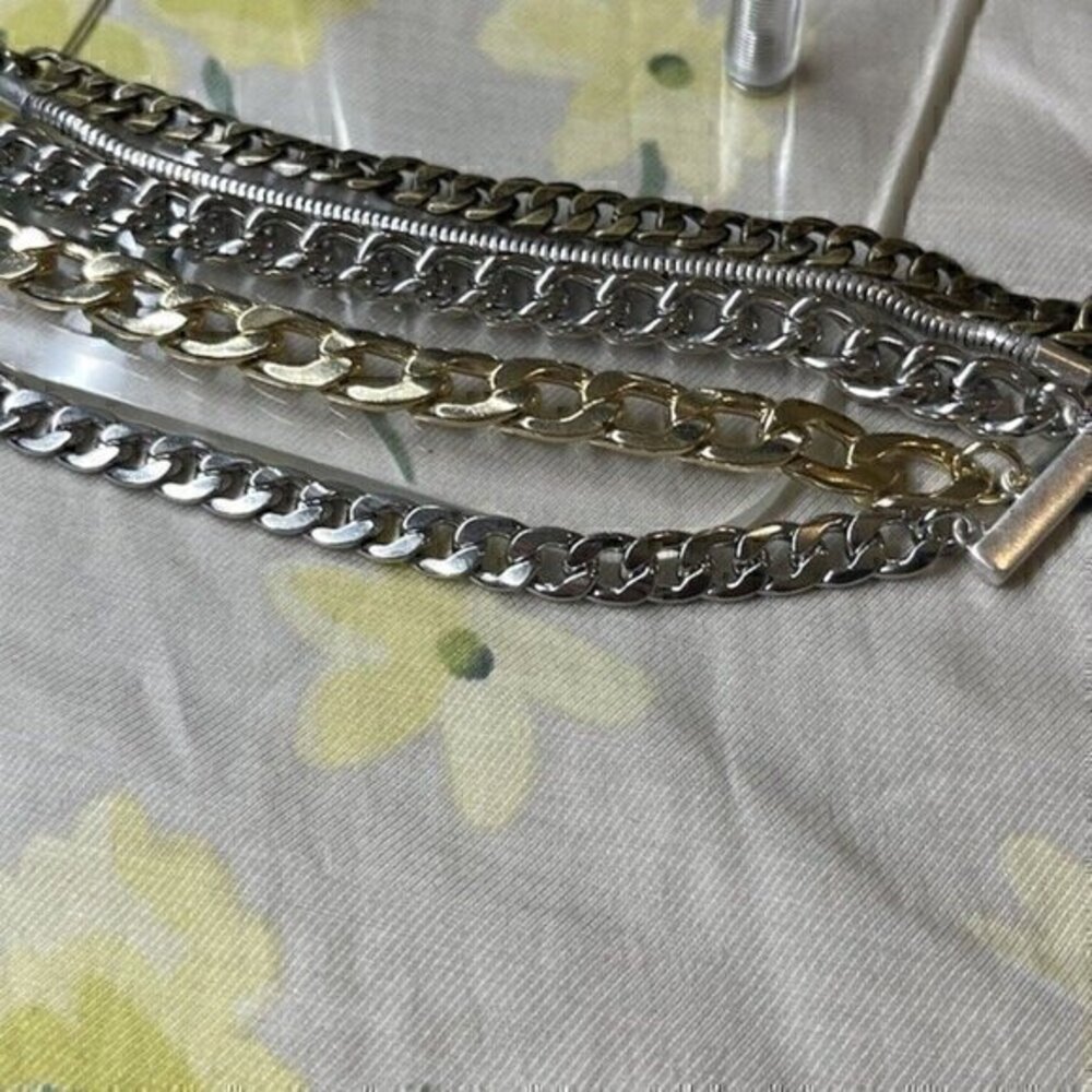 Jenny Bird Austin Cuff Mixed Metals Stacked 5 Chain Bracelet Brand New